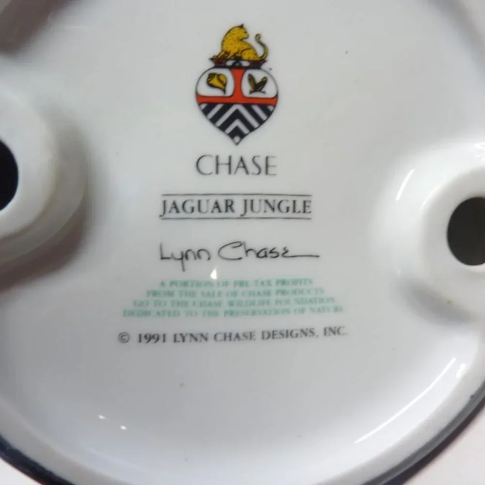 Lynn Chase JAGUAR JUNGLE Candlestick Candle Holder Vintage 1991 11.5” SIGNED - Picture 8 of 8